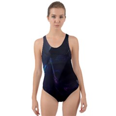 Abstract, Black, Purple, Cut-out Back One Piece Swimsuit by nateshop