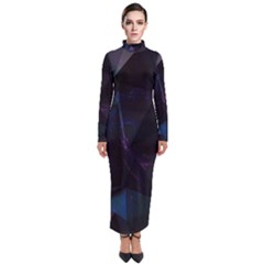 Abstract, Black, Purple, Turtleneck Maxi Dress