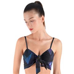 Abstract, Black, Purple, Woven Tie Front Bralet