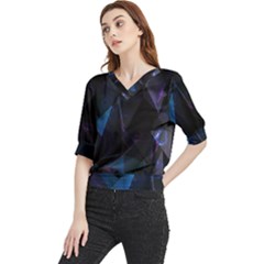 Abstract, Black, Purple, Quarter Sleeve Blouse