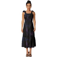 Abstract, Black, Purple, Tie-strap Tiered Midi Chiffon Dress by nateshop