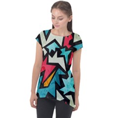 Abstract, Colorful, Colors Cap Sleeve High Low Top by nateshop