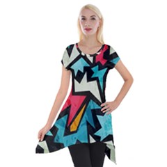 Abstract, Colorful, Colors Short Sleeve Side Drop Tunic