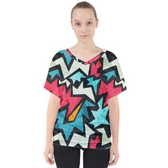 Abstract, Colorful, Colors V-neck Dolman Drape Top by nateshop