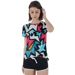 Abstract, Colorful, Colors Short Sleeve Open Back T-shirt