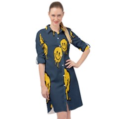 Aesthetic, Blue, Mr, Patterns, Yellow, Tumblr, Hello, Dark Long Sleeve Mini Shirt Dress by nateshop