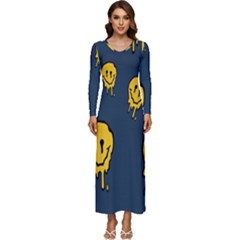 Aesthetic, Blue, Mr, Patterns, Yellow, Tumblr, Hello, Dark Long Sleeve Longline Maxi Dress by nateshop