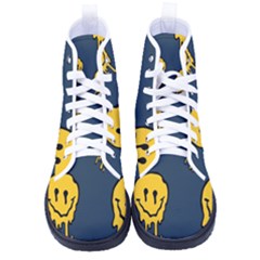 Aesthetic, Blue, Mr, Patterns, Yellow, Tumblr, Hello, Dark Kid s High-top Canvas Sneakers by nateshop