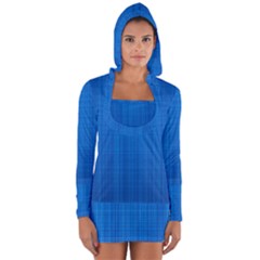 Blue Abstract, Background Pattern, Texture Long Sleeve Hooded T-shirt