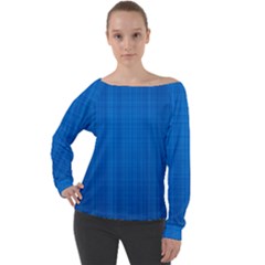 Blue Abstract, Background Pattern, Texture Off Shoulder Long Sleeve Velour Top by nateshop