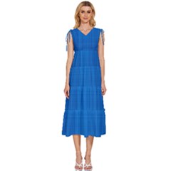 Blue Abstract, Background Pattern, Texture V-neck Drawstring Shoulder Sleeveless Maxi Dress by nateshop