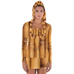 Brown Bamboo Texture  Long Sleeve Hooded T-shirt