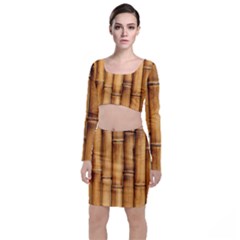 Brown Bamboo Texture  Top And Skirt Sets by nateshop