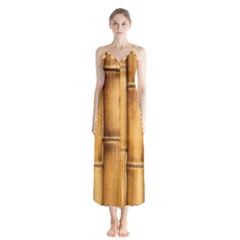 Brown Bamboo Texture  Button Up Chiffon Maxi Dress by nateshop