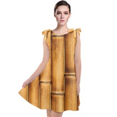 Brown Bamboo Texture  Tie Up Tunic Dress by nateshop