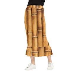 Brown Bamboo Texture  Maxi Fishtail Chiffon Skirt by nateshop