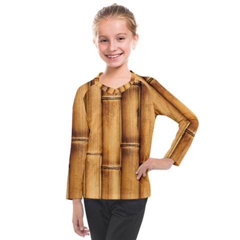 Brown Bamboo Texture  Kids  Long Mesh T-shirt by nateshop