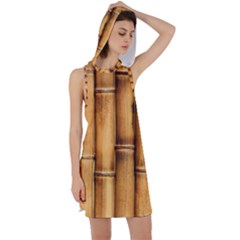 Brown Bamboo Texture  Racer Back Hoodie Dress by nateshop