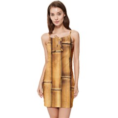 Brown Bamboo Texture  Summer Tie Front Dress by nateshop