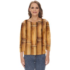 Brown Bamboo Texture  Cut Out Wide Sleeve Top