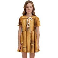 Brown Bamboo Texture  Kids  Sweet Collar Dress by nateshop