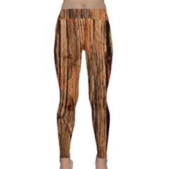 Brown Wooden Texture Classic Yoga Leggings by nateshop