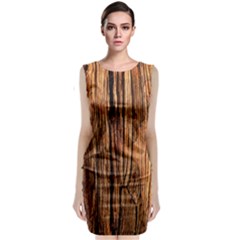 Brown Wooden Texture Sleeveless Velvet Midi Dress by nateshop