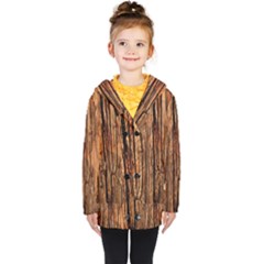 Brown Wooden Texture Kids  Double Breasted Button Coat by nateshop