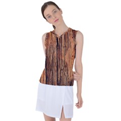 Brown Wooden Texture Women s Sleeveless Sports Top by nateshop