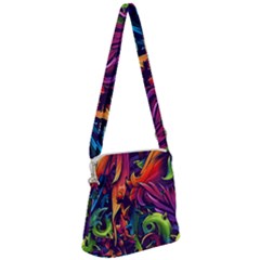 Colorful Floral Patterns, Abstract Floral Background Zipper Messenger Bag by nateshop