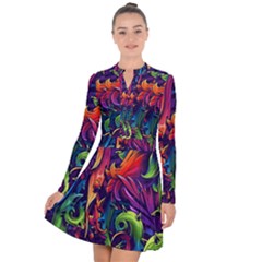 Colorful Floral Patterns, Abstract Floral Background Long Sleeve Panel Dress by nateshop