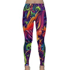Colorful Floral Patterns, Abstract Floral Background Lightweight Velour Classic Yoga Leggings