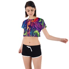 Colorful Floral Patterns, Abstract Floral Background Tie Back Short Sleeve Crop T-shirt by nateshop