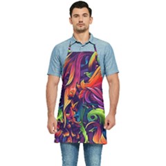 Colorful Floral Patterns, Abstract Floral Background Kitchen Apron by nateshop