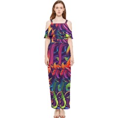 Colorful Floral Patterns, Abstract Floral Background Draped Sleeveless Chiffon Jumpsuit by nateshop