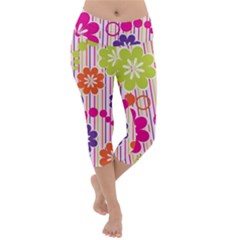 Colorful Flowers Pattern Floral Patterns Lightweight Velour Capri Yoga Leggings by nateshop