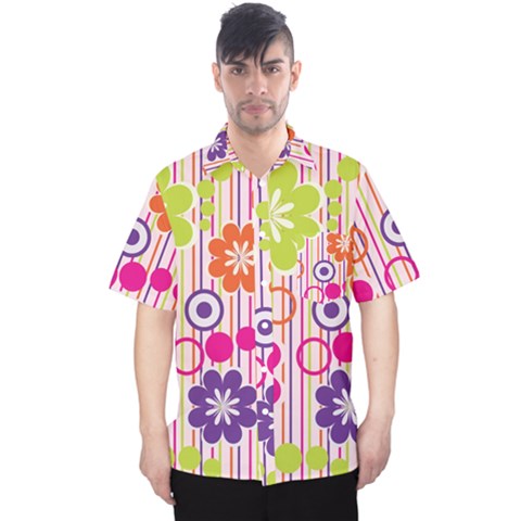 Colorful Flowers Pattern Floral Patterns Men s Hawaii Shirt by nateshop