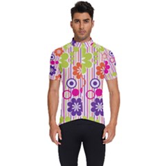 Colorful Flowers Pattern Floral Patterns Men s Short Sleeve Cycling Jersey