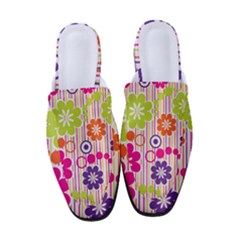 Colorful Flowers Pattern Floral Patterns Women s Classic Backless Heels