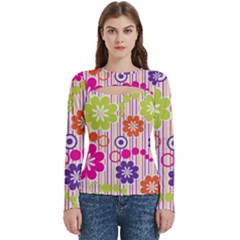 Colorful Flowers Pattern Floral Patterns Women s Cut Out Long Sleeve T-shirt by nateshop