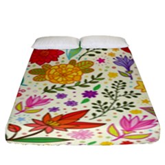 Colorful Flowers Pattern, Abstract Patterns, Floral Patterns Fitted Sheet (king Size) by nateshop