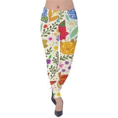 Colorful Flowers Pattern, Abstract Patterns, Floral Patterns Velvet Leggings by nateshop