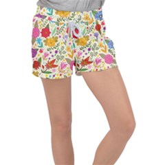 Colorful Flowers Pattern, Abstract Patterns, Floral Patterns Women s Velour Lounge Shorts by nateshop