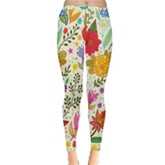 Colorful Flowers Pattern, Abstract Patterns, Floral Patterns Inside Out Leggings by nateshop