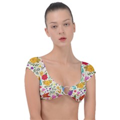 Colorful Flowers Pattern, Abstract Patterns, Floral Patterns Cap Sleeve Ring Bikini Top by nateshop