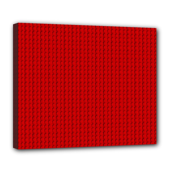 Ed Lego Texture Macro, Red Dots Background, Lego, Red Deluxe Canvas 24  x 20  (Stretched)