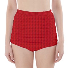 Ed Lego Texture Macro, Red Dots Background, Lego, Red High-waisted Bikini Bottoms by nateshop