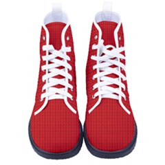 Ed Lego Texture Macro, Red Dots Background, Lego, Red Men s High-top Canvas Sneakers by nateshop