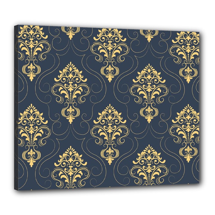 Floral Damask Pattern Texture, Damask Retro Background Canvas 24  x 20  (Stretched)