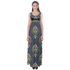Floral Damask Pattern Texture, Damask Retro Background Empire Waist Maxi Dress by nateshop